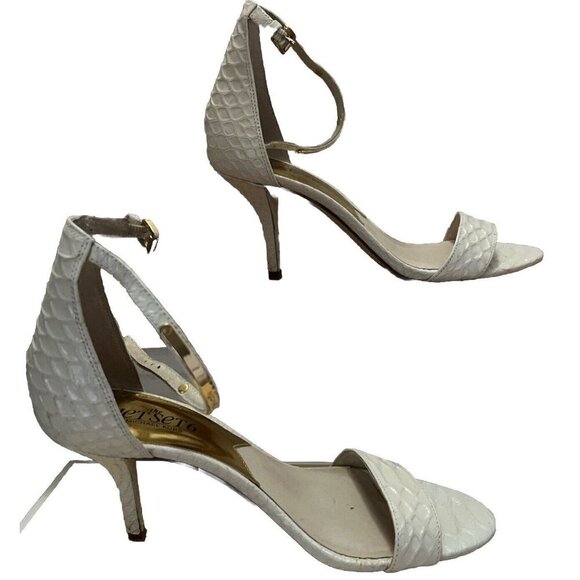 Michael Kors The Jet Set 6 Kristen Mid-Heel Snake-Embossed Sandal US 7 White - Picture 2 of 7